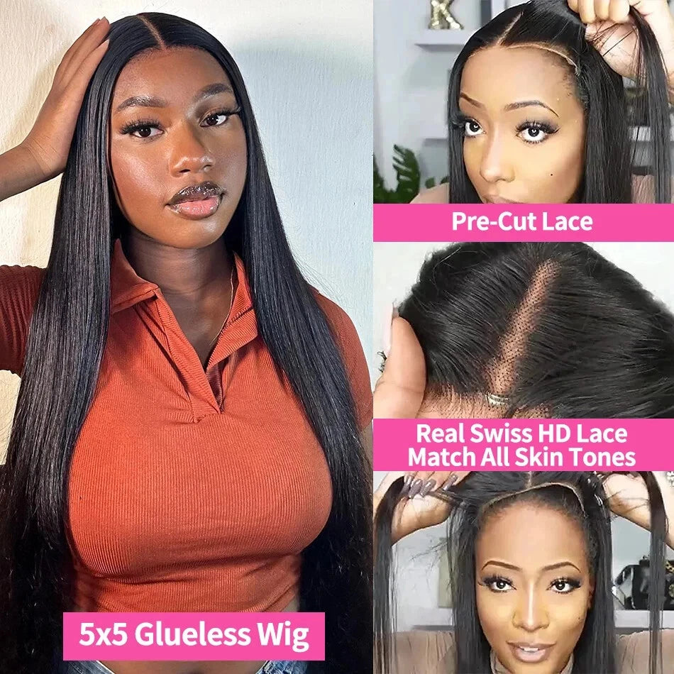 Ready To Wear Glueless HD Lace Wig Human Hair Straight 5x5 Closure Human Hair Wigs Brazilan 13x4 Transparent Lace Front Wig  180