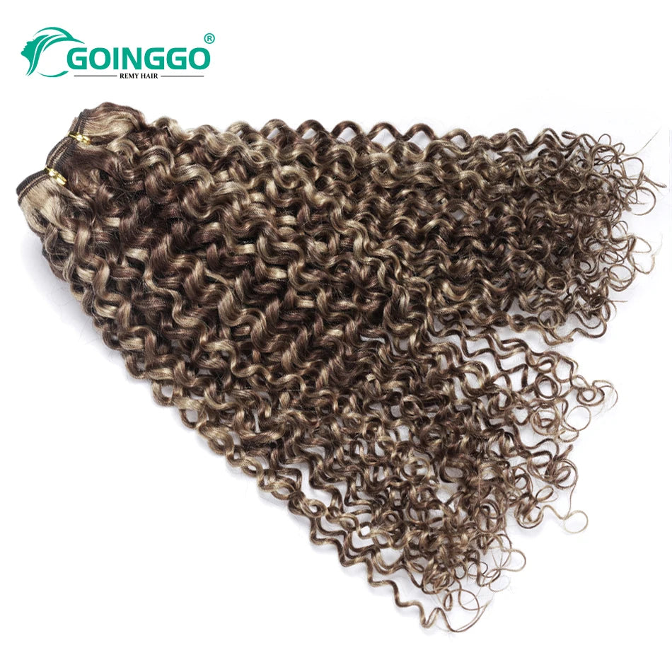 Kinky Curly Human Hair Weft Extensions P4 27 Hair Bundles Brazilian Hair Ombre Brown Blonde Honey Blonde 100g 1Pc 22 24 26Inch