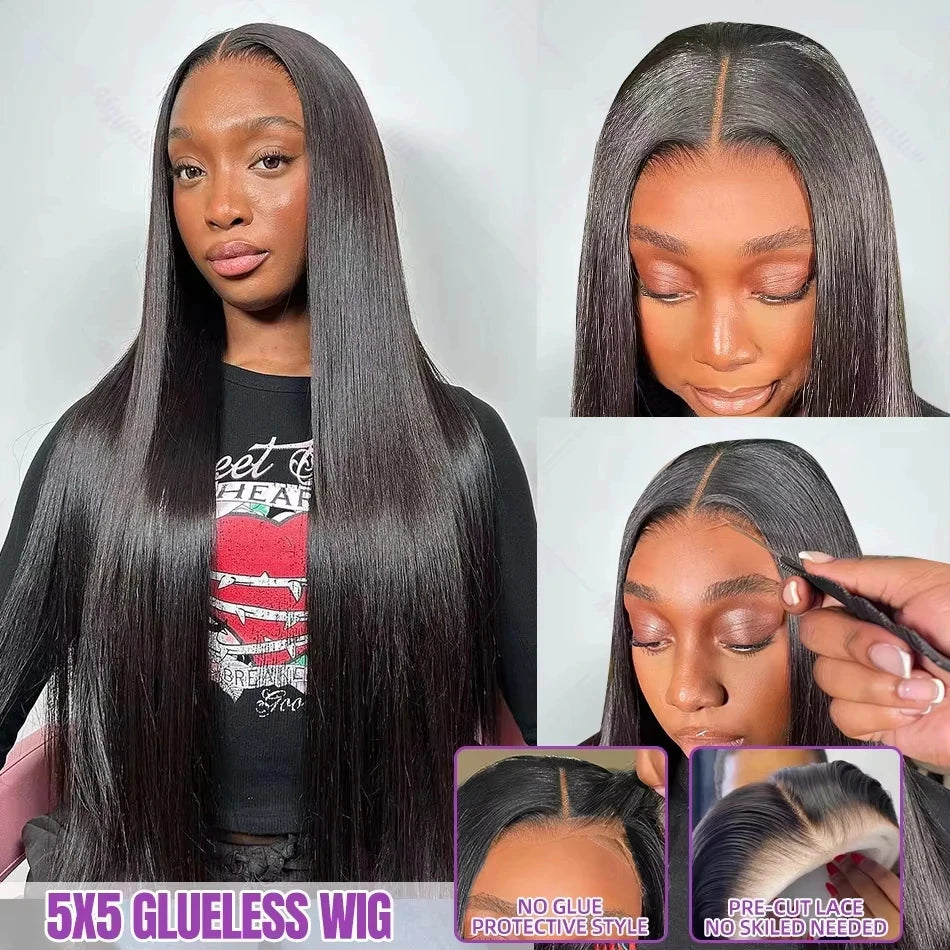 Bone Straight Glueless Wig 5x5 Closure Wig Human Hair Ready To Wear Pre Cut 13x4 Hd Lace Wigs Human Hair Pre plucked Brazilan