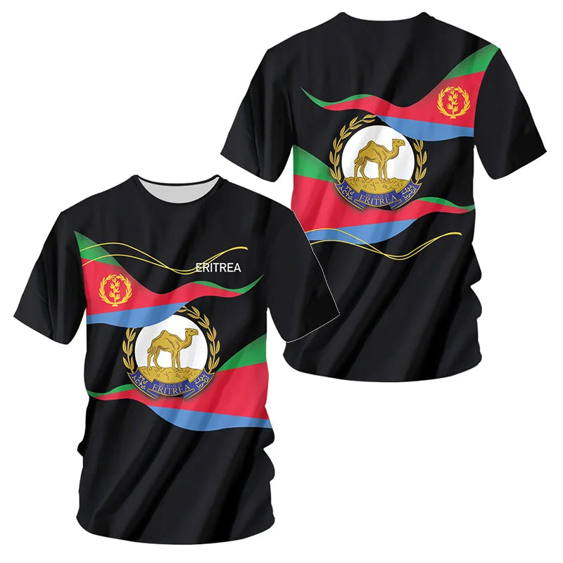 New Eritrean Flag 3d Printed T-Shirt For Men Casual Trend Sports Quick Drying Tee Shirt Round Neck Loose Short Sleeve Clothing