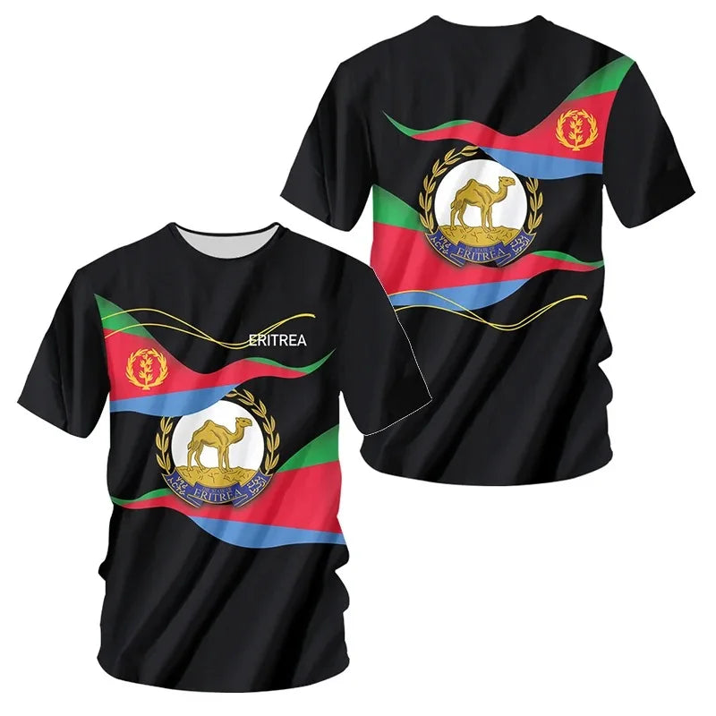 Fashion Eritrean Flag Print T Shirt For Men Hip Hop Trend Harajuku Streetwear Casual O-neck Short Sleeve Tops Oversized T-shirts