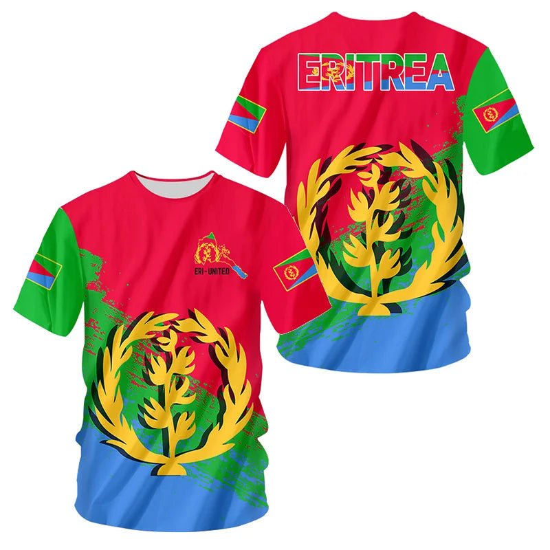Eritrean Flag 3d Printed T-Shirt For Men Casual Trend Sports Quick Drying Tee Shirt Round Neck Loose Short Sleeve Clothing