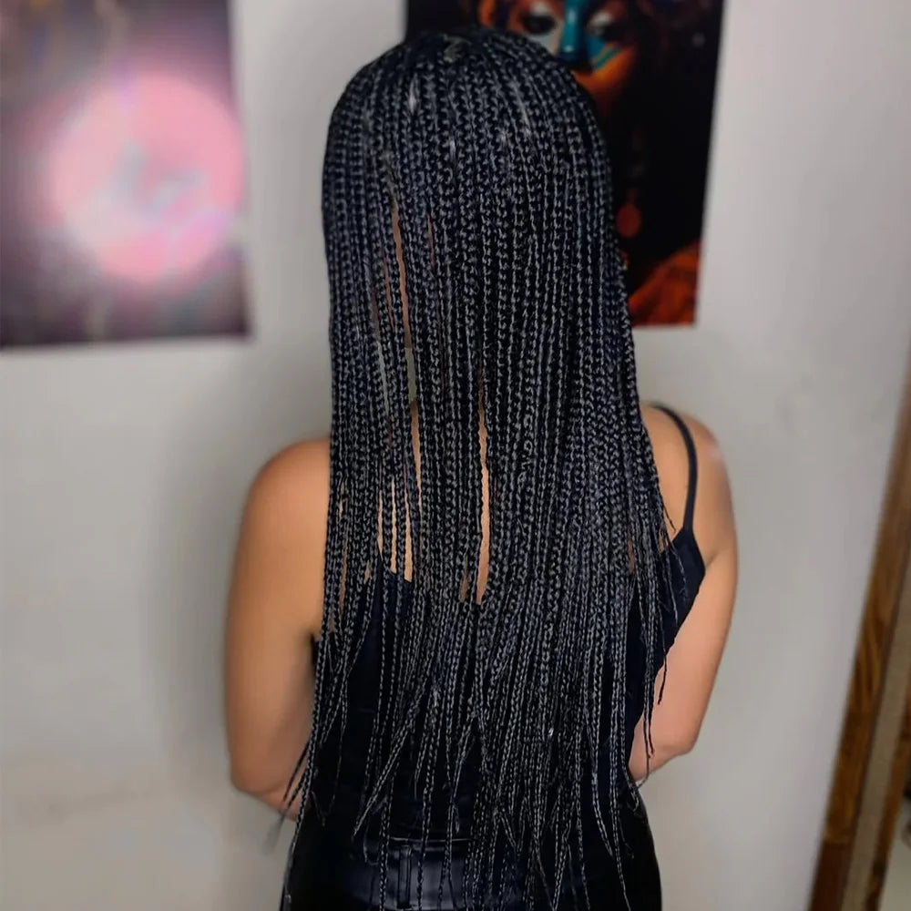 Full Lace Box Braided With Baby Hair Dreaming Queen 180% Density Micro Twist Bohemian Synthetic Wig With Invisi Drawstring