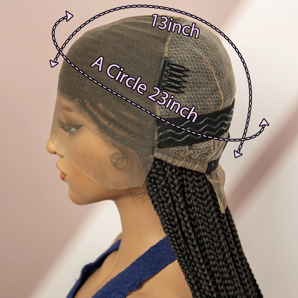36'' Synthetic Cornrow Braided Wigs for Women Long Braidng Wig Full Lace Synthetic Wig Box Braids Wig with Baby Hair Knotless