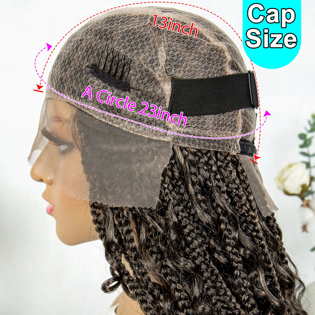 Boho Braided Wigs Full Lace Wigs with Baby Hair Box Braided Wigs with Curly Hair Long  Length Cornrow Braiding Wig for Women