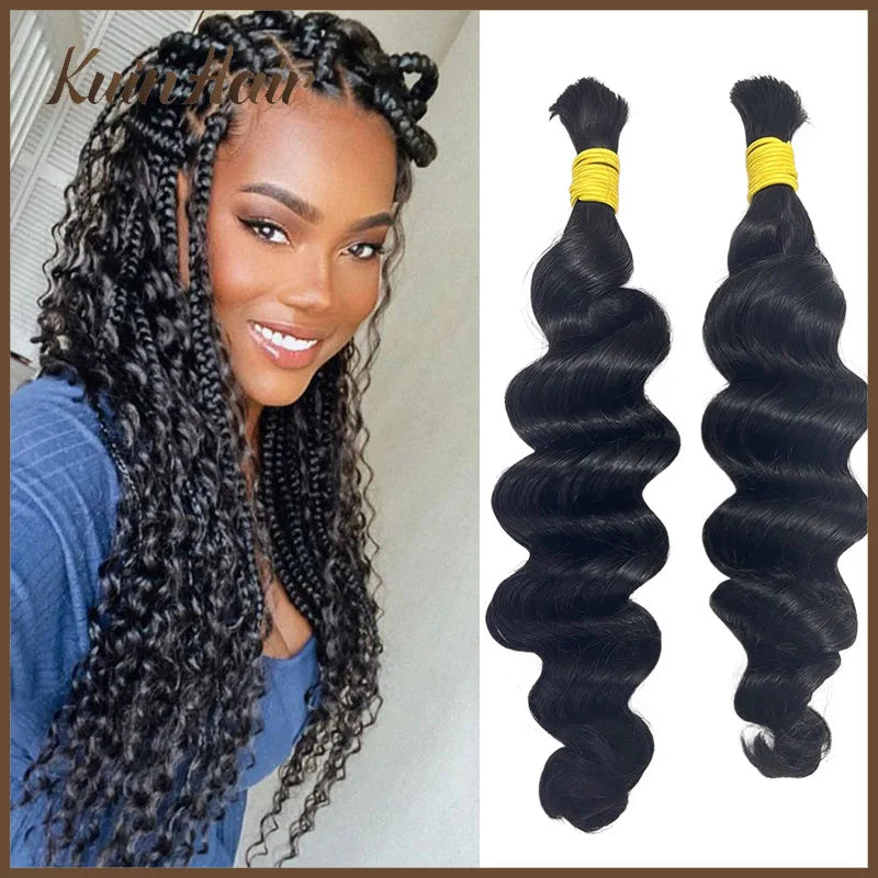 Loose Deep Bulk Human Hair Extensions For Braiding 16"-20" 100g/PC For Women 100% Brazilan Remy Bulk Hair Natural Black No Weft