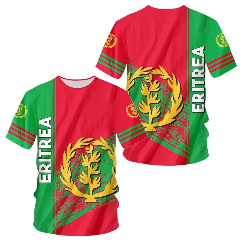 Fashion Eritrean Flag Print T Shirt For Men Hip Hop Trend Harajuku Streetwear Casual O-neck Short Sleeve Tops Oversized T-shirts