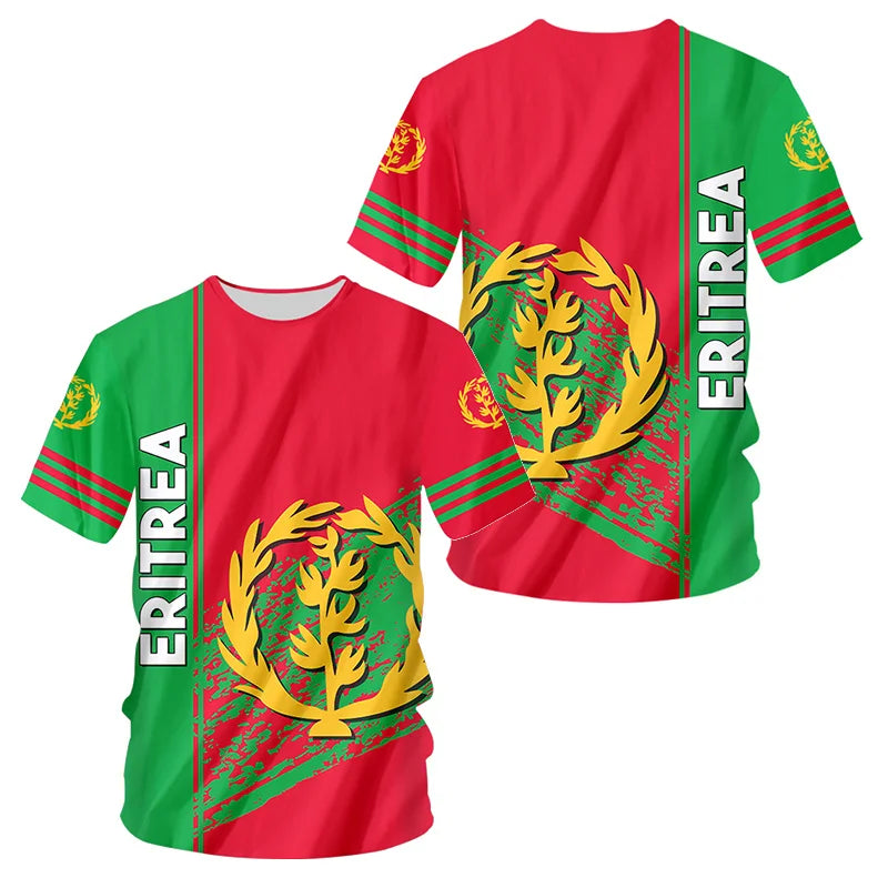 New Eritrean Flag 3d Printed T-Shirt For Men Casual Trend Sports Quick Drying Tee Shirt Round Neck Loose Short Sleeve Clothing