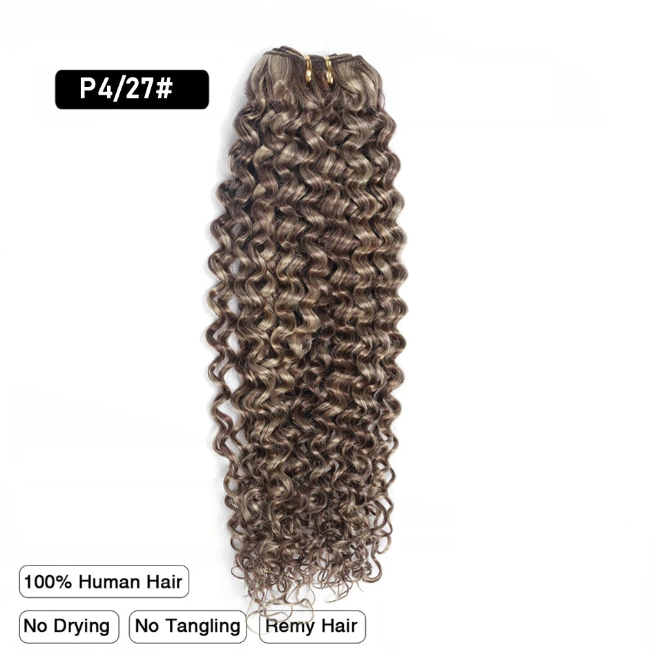 Kinky Curly Human Hair Weft Extensions P4 27 Hair Bundles Brazilian Hair Ombre Brown Blonde Honey Blonde 100g 1Pc 22 24 26Inch