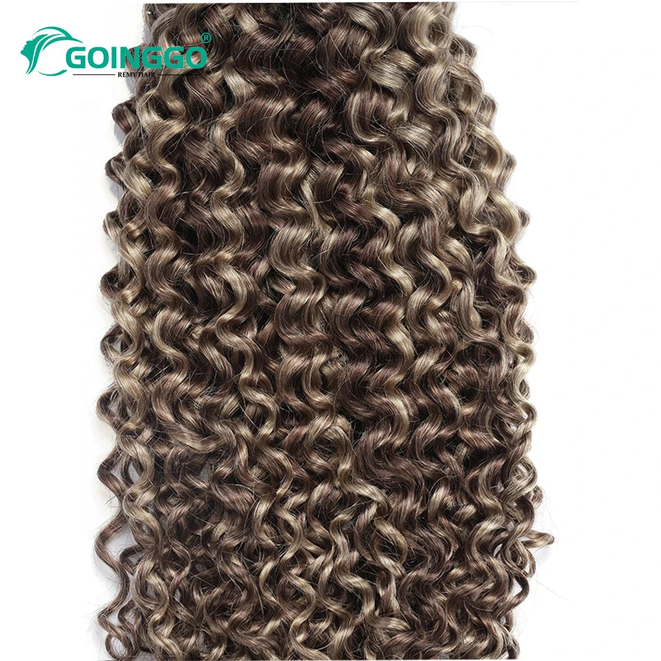 Kinky Curly Human Hair Weft Extensions P4 27 Hair Bundles Brazilian Hair Ombre Brown Blonde Honey Blonde 100g 1Pc 22 24 26Inch