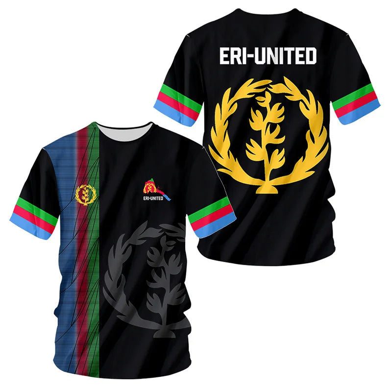 New Eritrean Flag 3d Printed T-Shirt For Men Casual Trend Sports Quick Drying Tee Shirt Round Neck Loose Short Sleeve Clothing