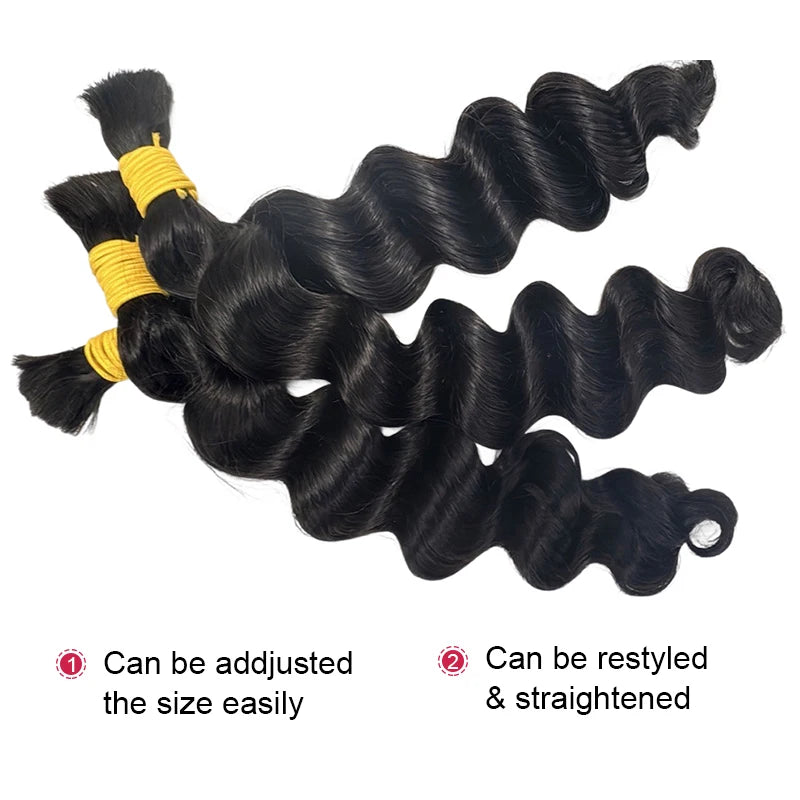 Loose Deep Bulk Human Hair Extensions For Braiding 16"-20" 100g/PC For Women 100% Brazilan Remy Bulk Hair Natural Black No Weft