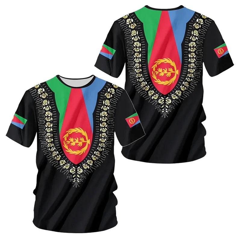 Fashion Eritrean Flag Print T Shirt For Men Hip Hop Trend Harajuku Streetwear Casual O-neck Short Sleeve Tops Oversized T-shirts