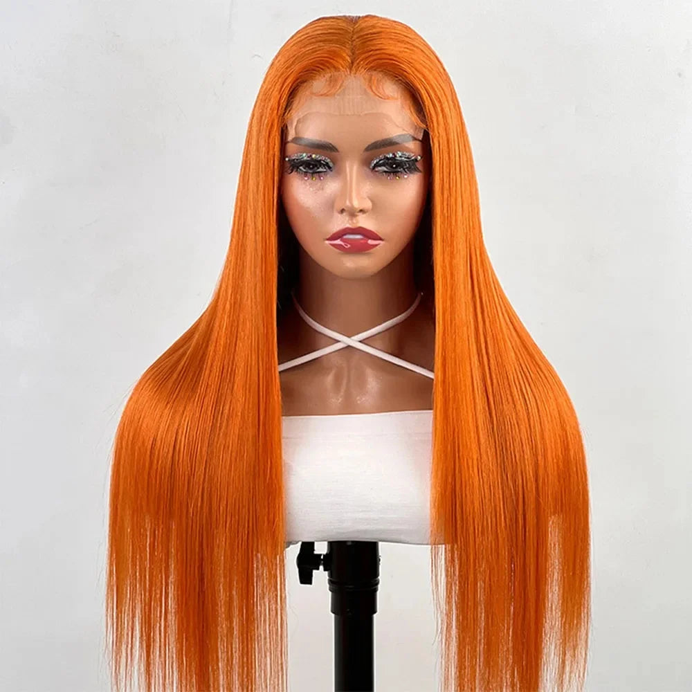 Ginger Orange Straight Wig 13x4 Transparent Lace Front Human Hair Wigs For Women Brazilan Pre Plucked 13x6 HD Lace Frontal Wigs