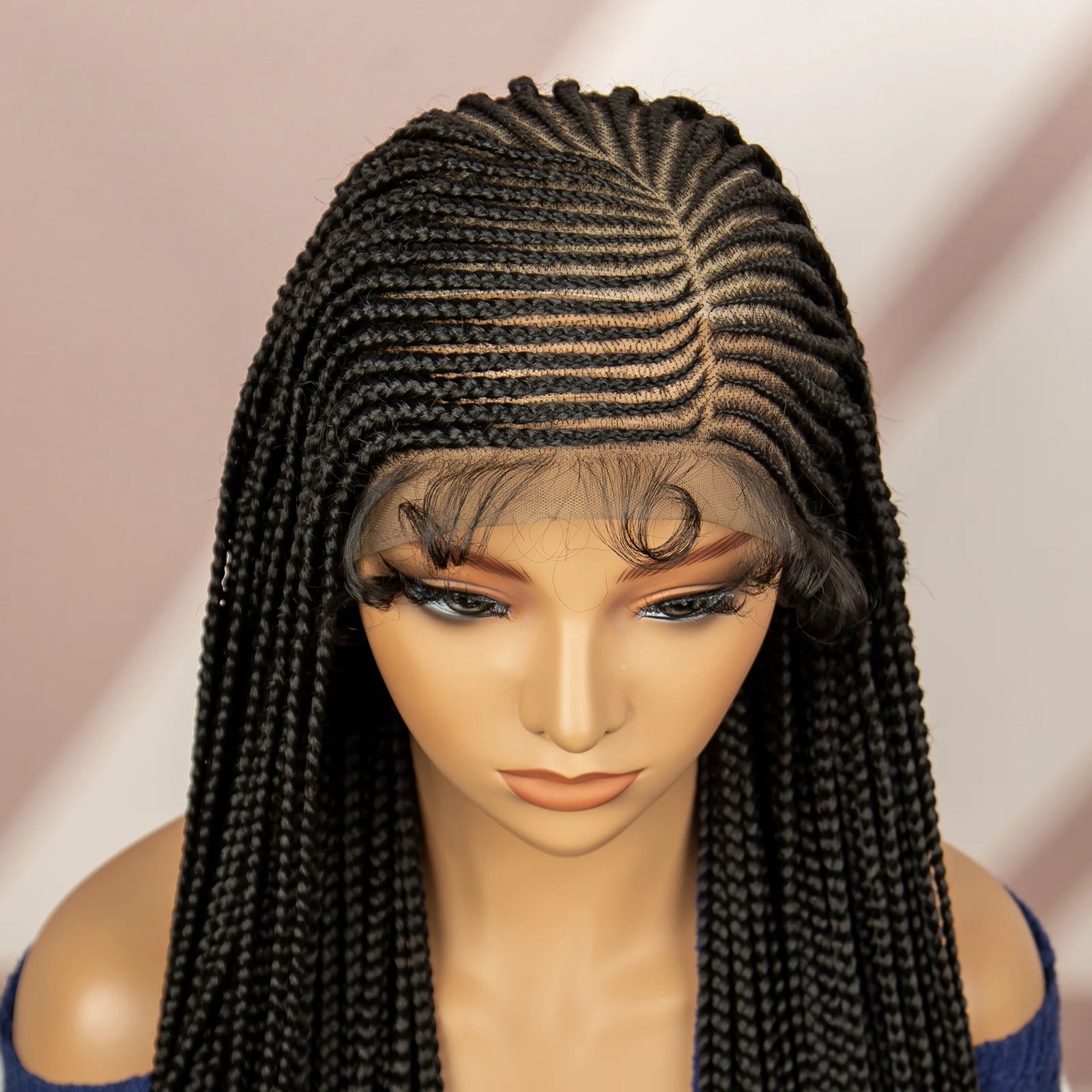 36'' Synthetic Cornrow Braided Wigs for Women Long Braidng Wig Full Lace Synthetic Wig Box Braids Wig with Baby Hair Knotless