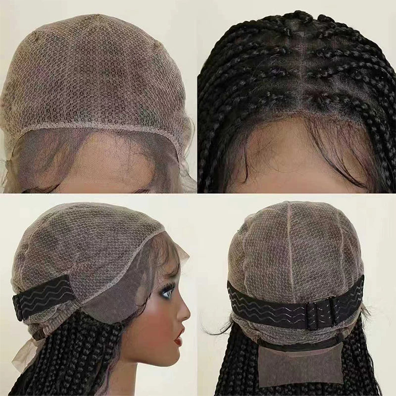 Full Lace Box Braided With Baby Hair Dreaming Queen 180% Density Micro Twist Bohemian Synthetic Wig With Invisi Drawstring