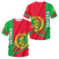 Men's round-neck short-sleeved T-shirt, loose and casual, fashionable, sporty, quick-drying, 3D-printed Eritrean flag