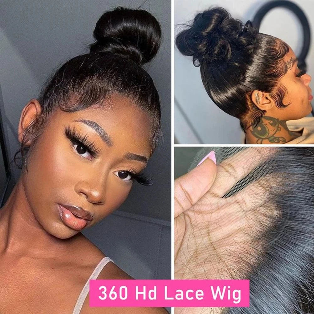 Full 360 Hd Lace Front Wig Bone Straight 13x4 HD Transparent Lace Front Human Hair Wig 30 Inch Brazilan Human Hair Wig For Women