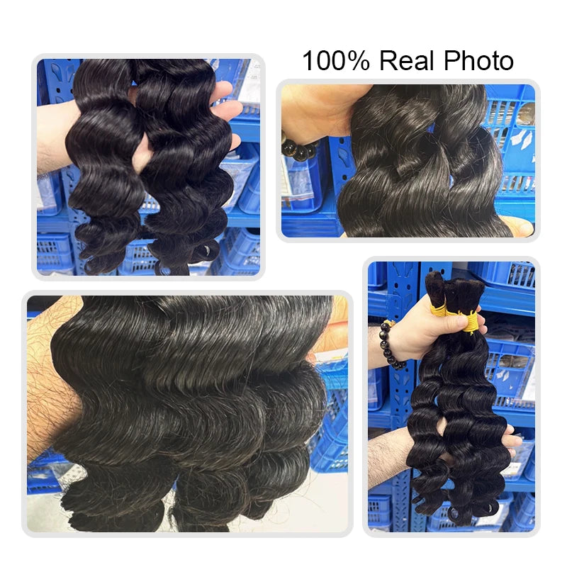 Loose Deep Bulk Human Hair Extensions For Braiding 16"-20" 100g/PC For Women 100% Brazilan Remy Bulk Hair Natural Black No Weft