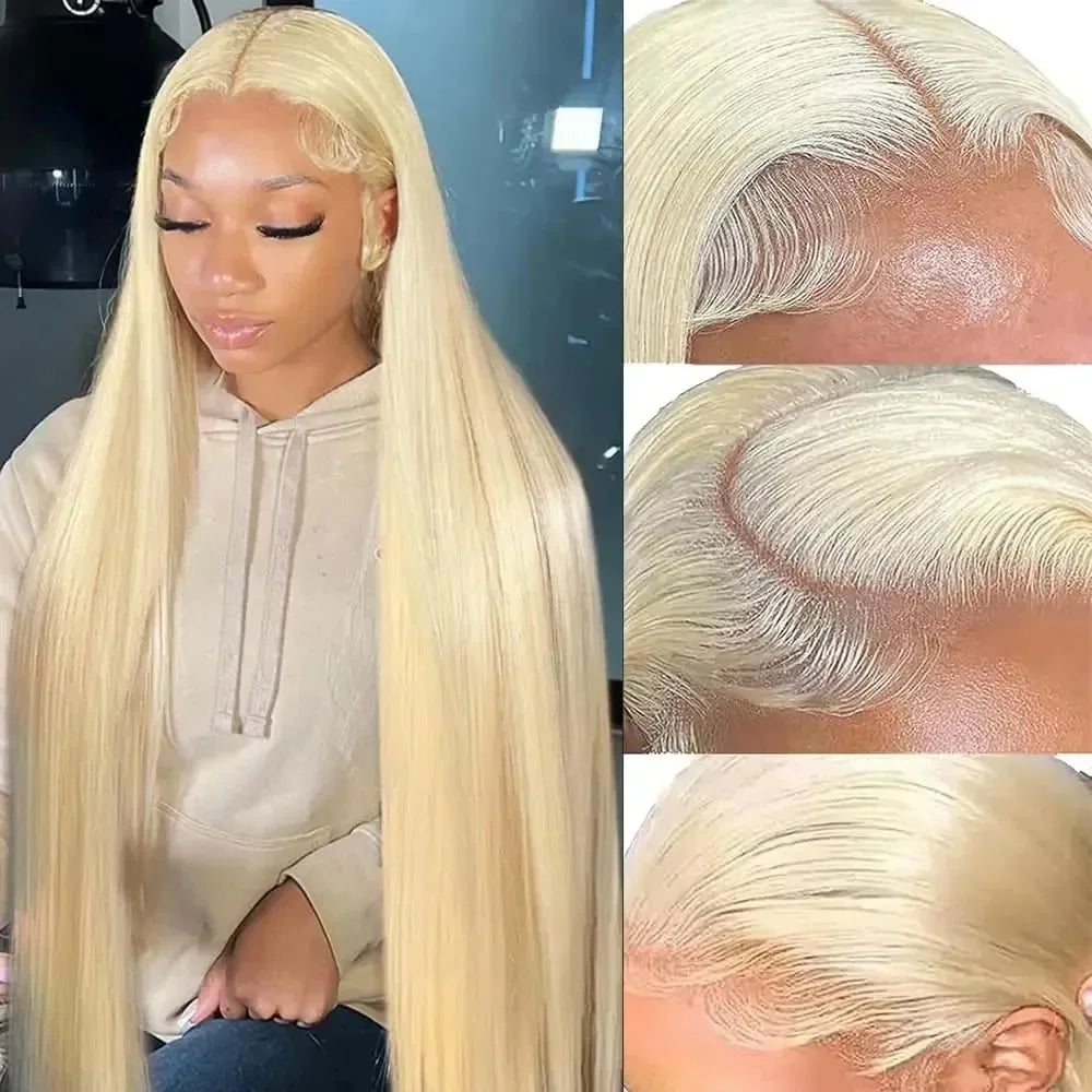 613 Honey Blonde Straight Human Hair Wigs 13x4 13x6 HD Transparent Lace Frontal Wigs Pre Plucked Brazilan Remy Hair 200% Density