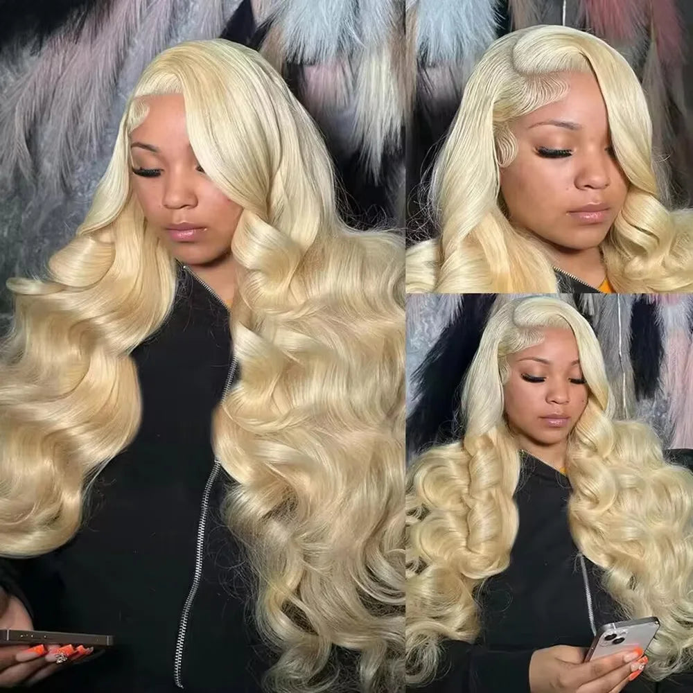 Body Wave 613 Remy Hair Human Hair Honey Blonde Wig 13x4 13x6 HD Transparent Lace Frontal Wigs Pre Plucked Brazilan 200% Density
