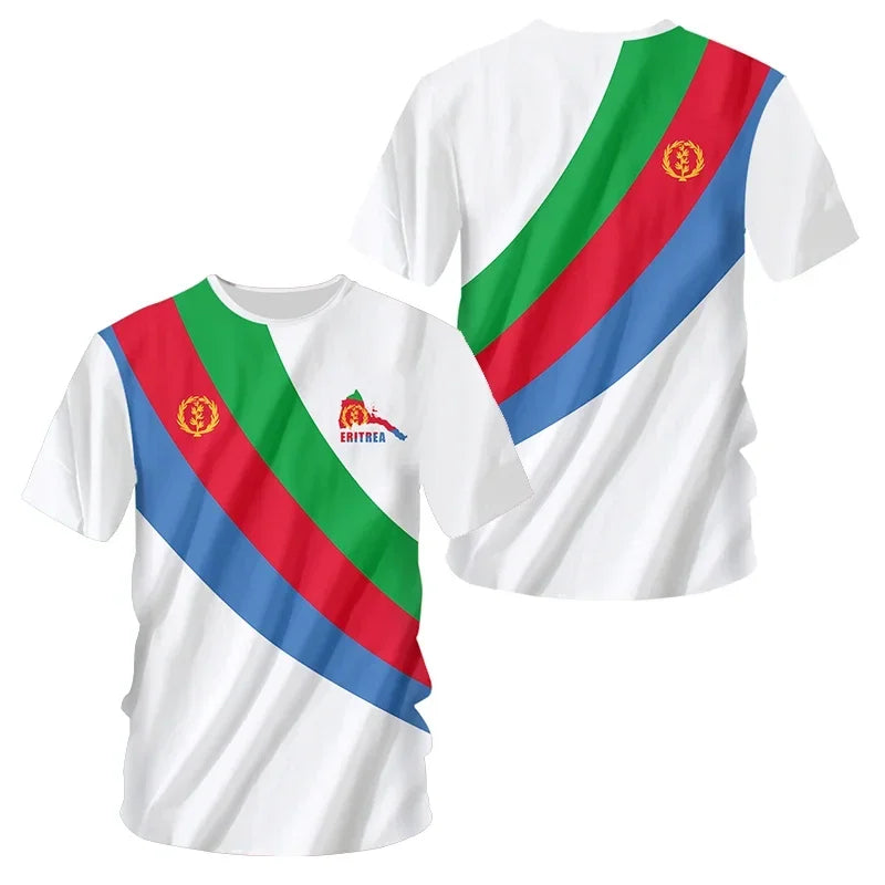 2024 New Eritrean Flag Graphic 3D Printed T-shirt Eritrean National Emblem Men's Tops  National Day Gifts Personalized Tee
