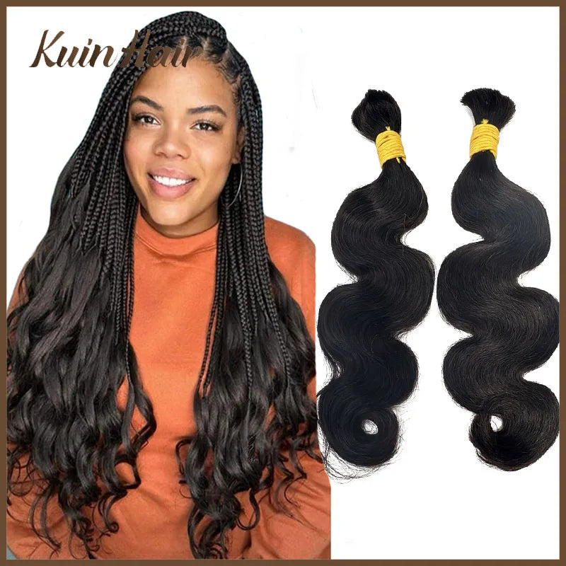 Body Wave Bulk Human Hair Extensions For Braiding 100% Brazilan Remy Bulk Hair Natural Black No Weft 16"-20" 100g/PC For Women