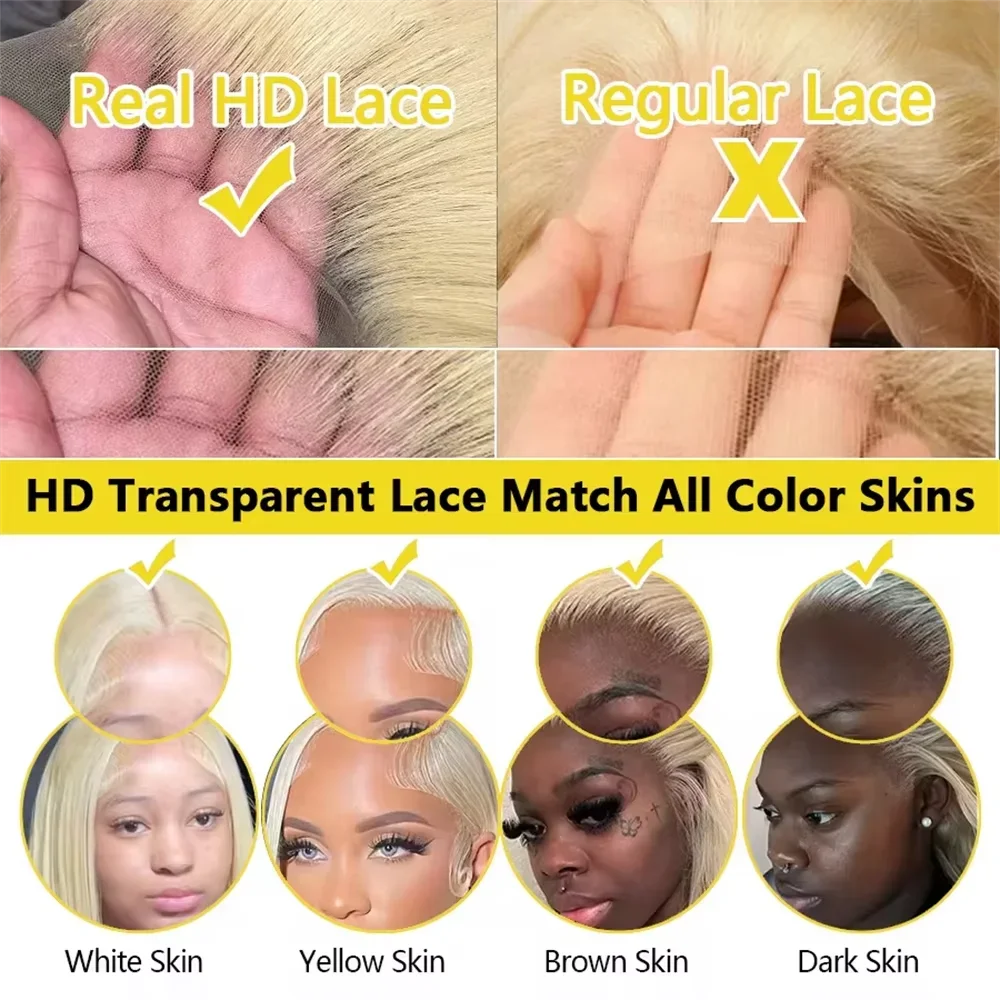 Wave 613 Human Hair Wig Honey Blonde 13x4 13x6 HD Transparent Lace Frontal Wigs Pre Plucked Brazilan Remy Hair 200% Density