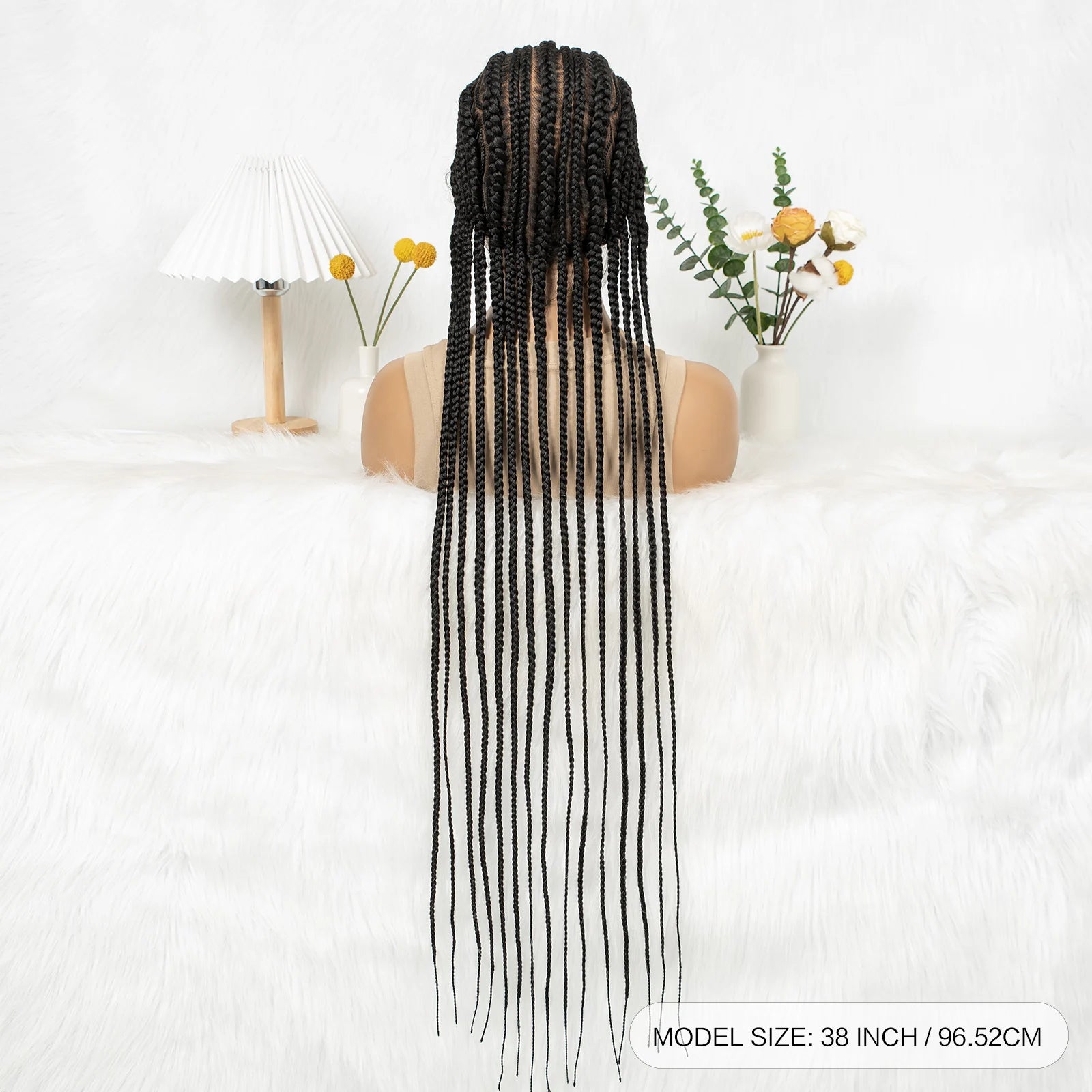 Full Lace Cornrow Braided Wigs 38inch Cornrow Box Braided Wigs with Baby Hair Synthetic Braiding Hair for Black Women