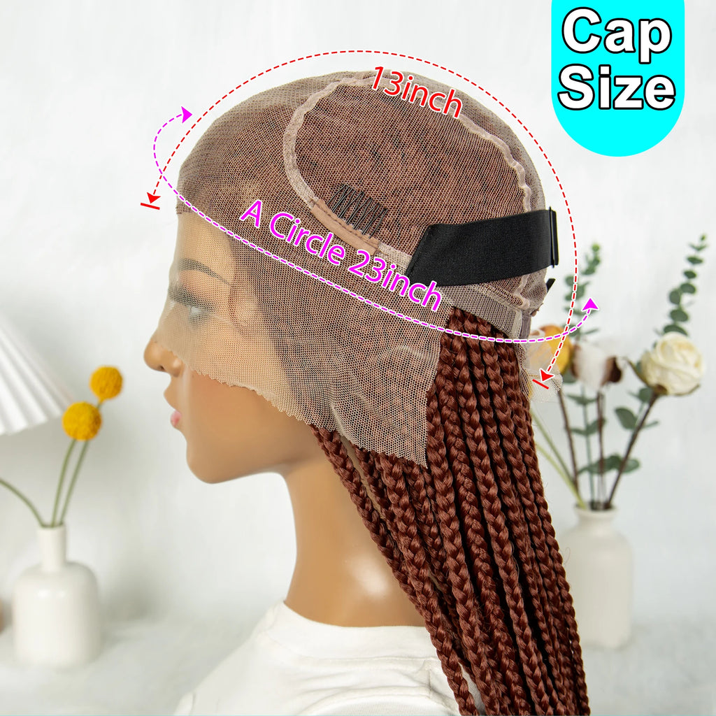 Synthetic Transparent HD Knotless Box Full Lace Braided Wigs For Black Women Crochet Braid Braiding Hair Ginger 350# Blonde 613#