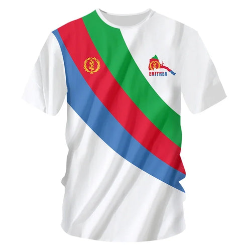 2024 New Eritrean Flag Graphic 3D Printed T-shirt Eritrean National Emblem Men's Tops  National Day Gifts Personalized Tee